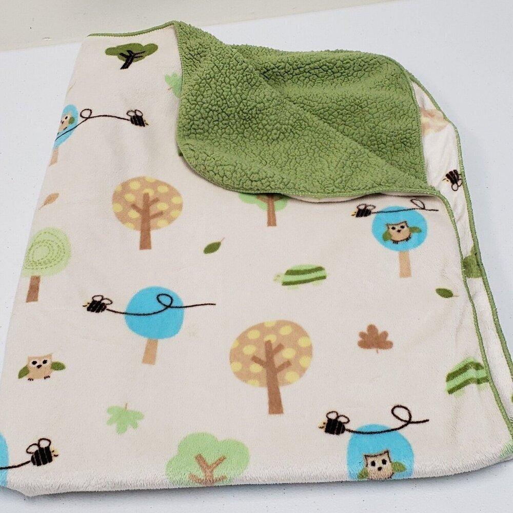 Circo Baby Blanket Woodland Owl Trees Turtle Bee Green Sherpa Target